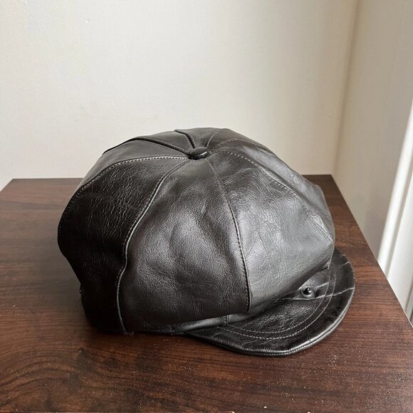 The Real McCoy horsehide Leather Newsboy Cap - Picture 5 of 14
